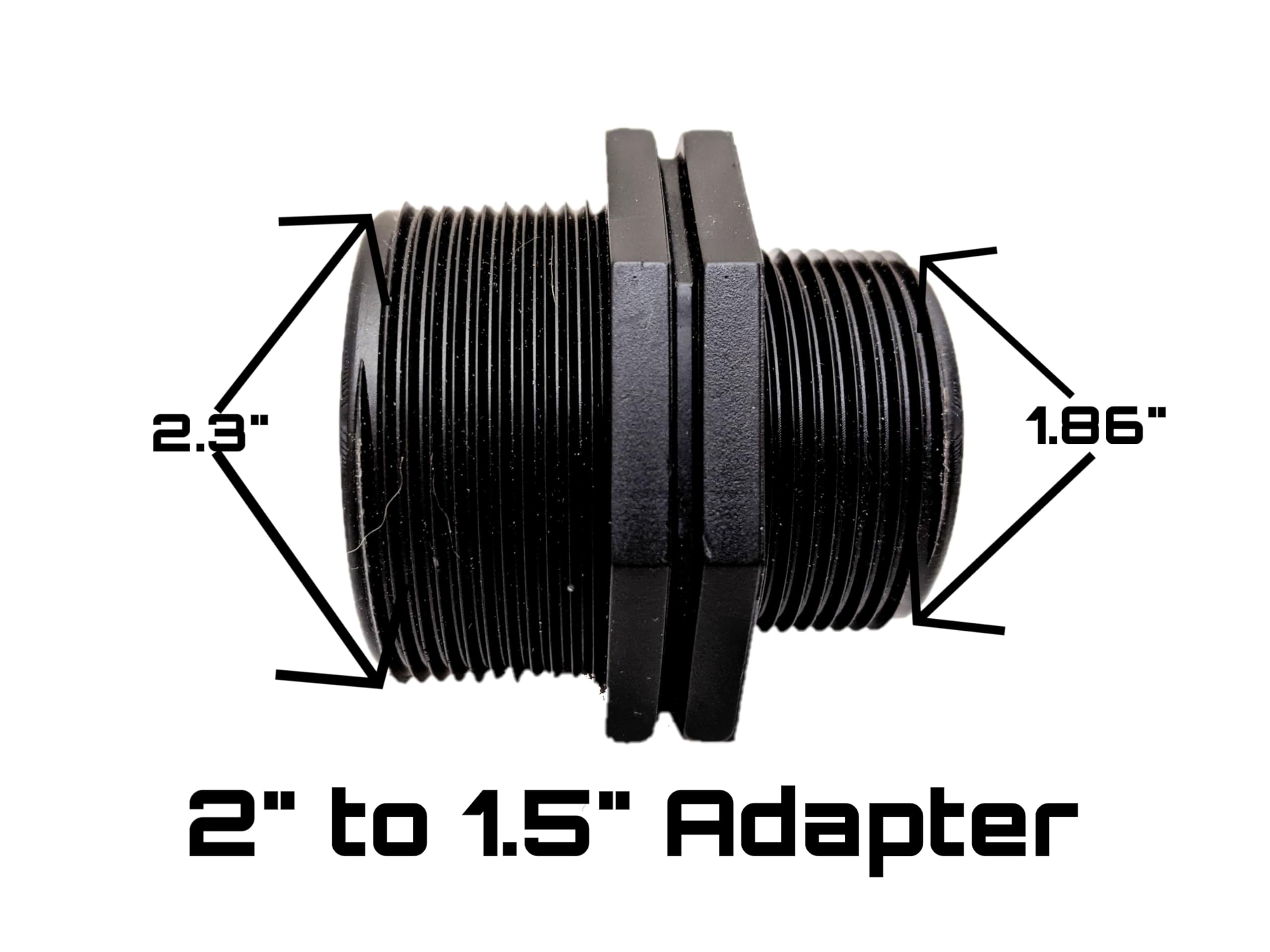Van Enterprises polypropylene adapter body for durable pool fittings.