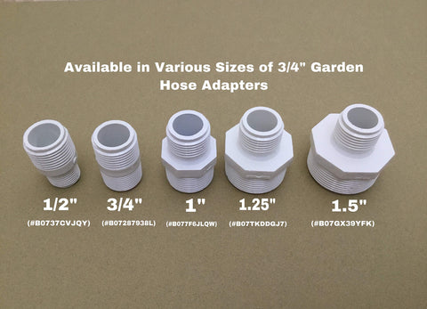 Van Enterprises PVC garden hose adapter in use with hose, highlighting durability and corrosion resistance