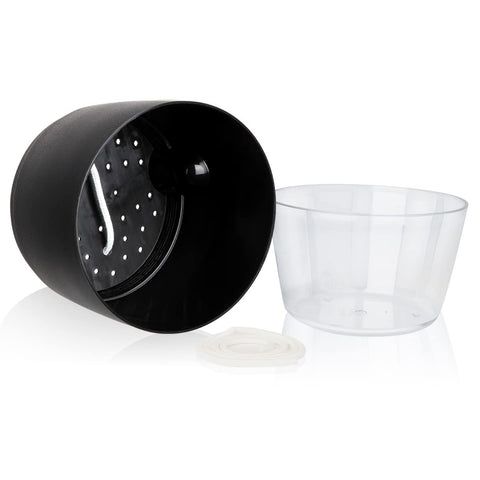 Vanavazon black finish planter adds a sleek look to interiors.