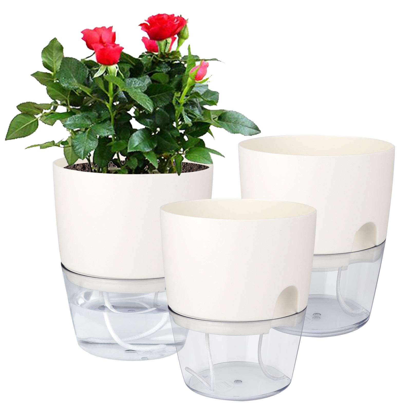 Vanavazon self-watering planter 6inch top view with water reservoir for low maintenance care