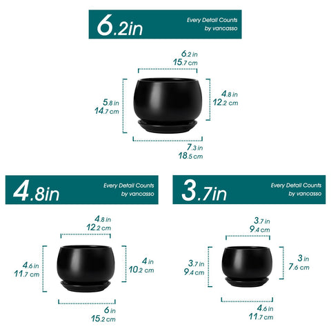Vancasso 3.7-inch ceramic plant pot with saucer demonstrating secure drainage