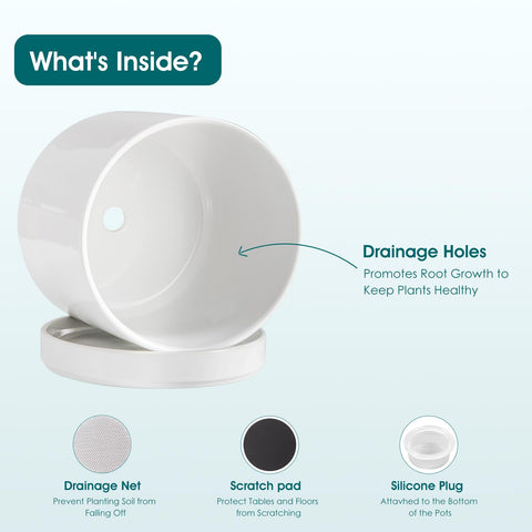 Vancasso ceramic pot tray captures excess water to protect surfaces.