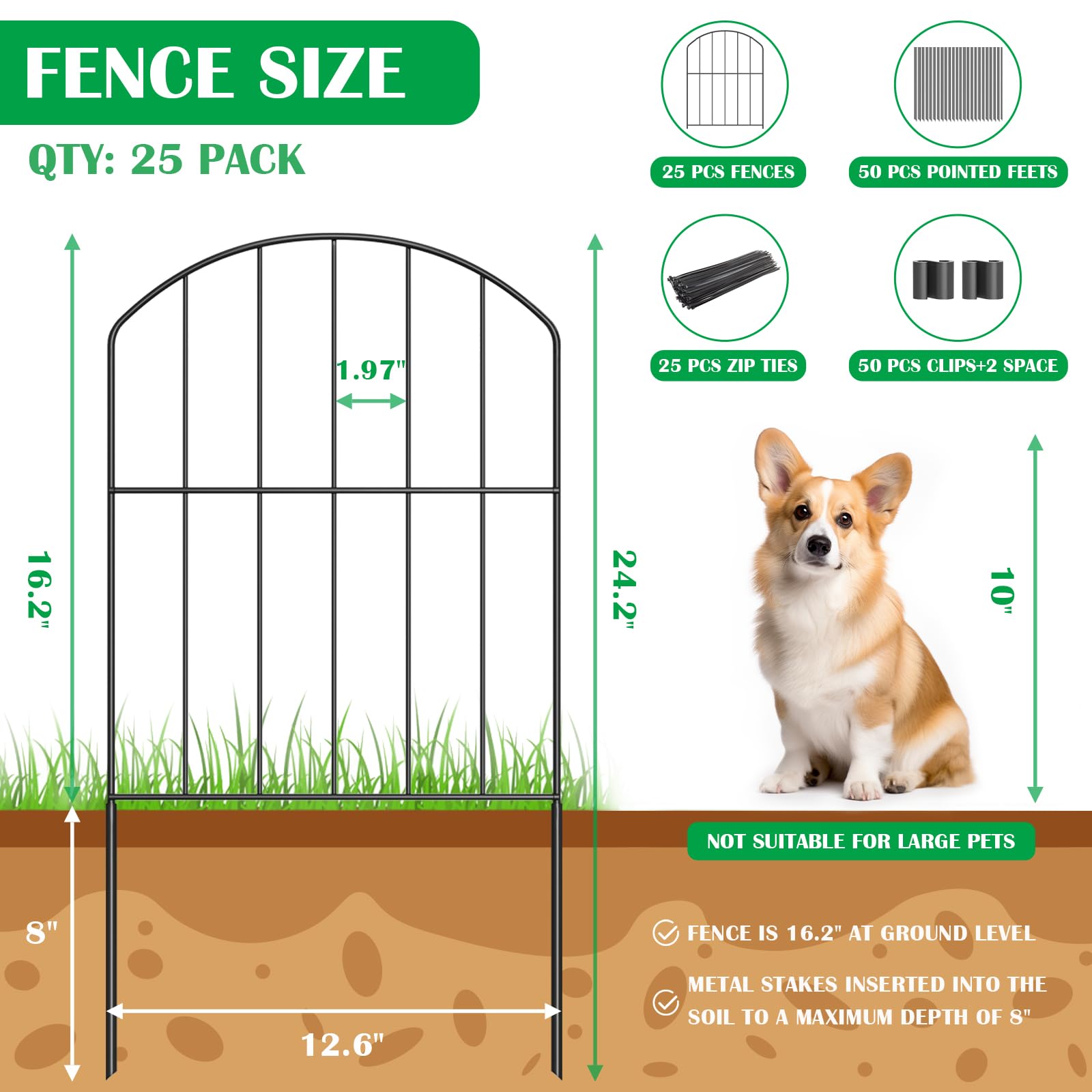 VANCASTLE 26 ft arched border fence for landscape definition