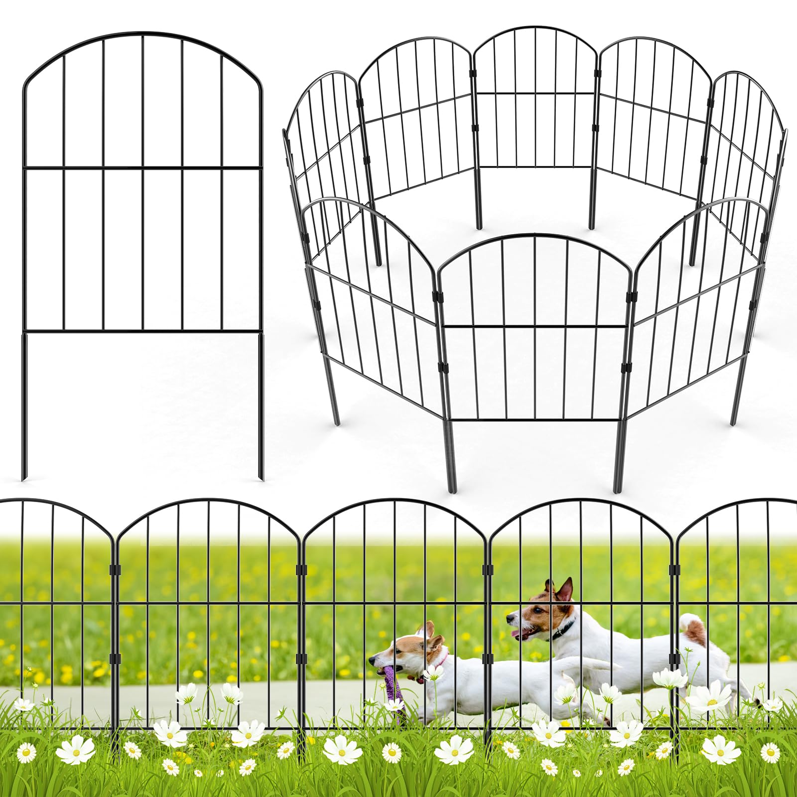 VANCASTLE decorative garden fence panel in black metal for outdoor elegance