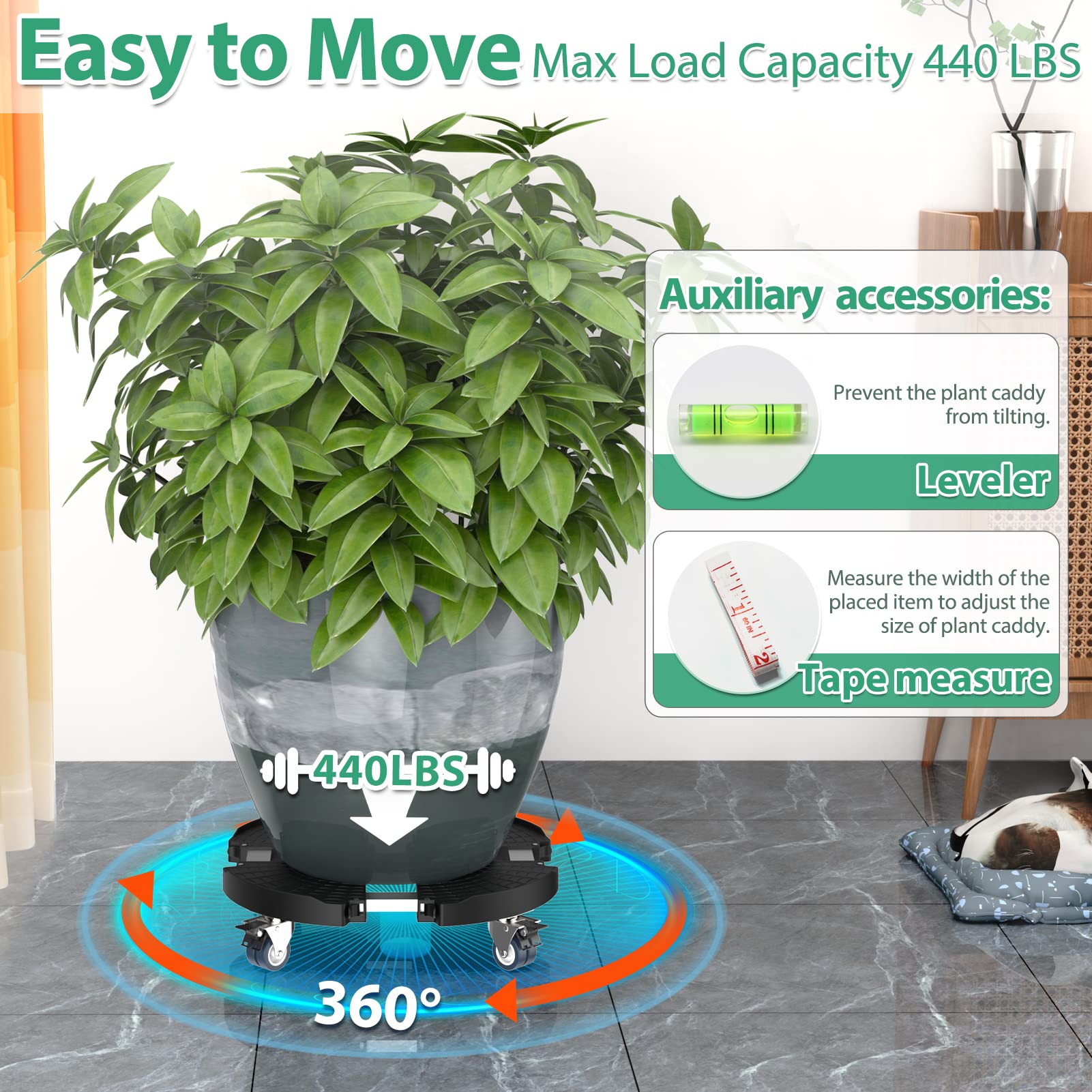 VANCASTLE plant caddy assembly-steps enables quick, tool-friendly setup.