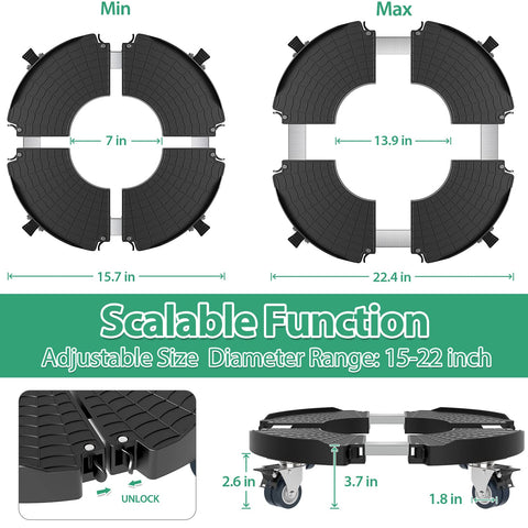 VANCASTLE plant caddy tube-adjustable 15-22 inches adapts to different pots.