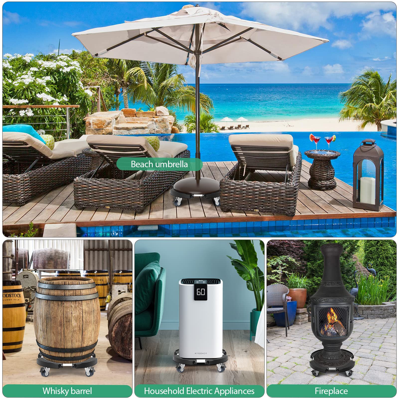 VANCASTLE plant caddy weatherproof design for indoor and outdoor use.