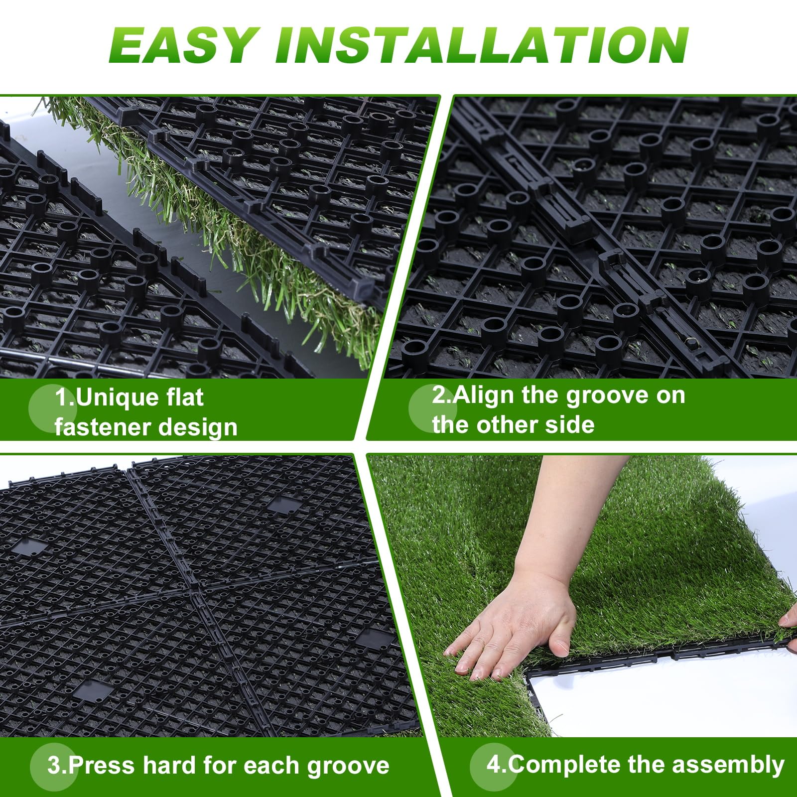 VANCASTLE self-draining turf mat suited for outdoor patios and poolside areas.