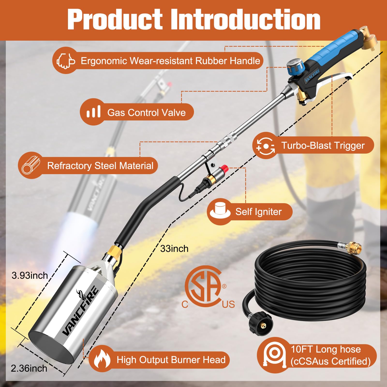 VANCFIRE compatibility with 1 lb cylinders and larger tanks for flexibility