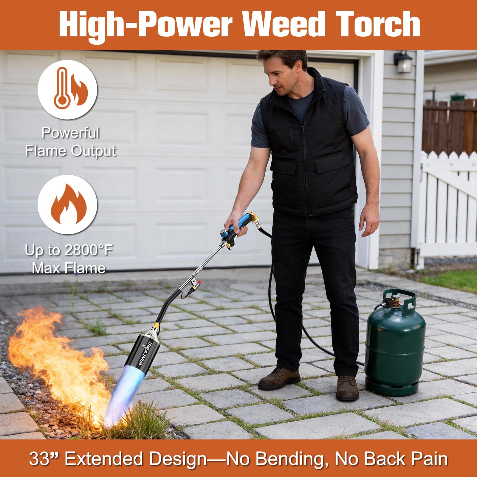 VANCFIRE ergonomic rubber handle provides comfort during extended use
