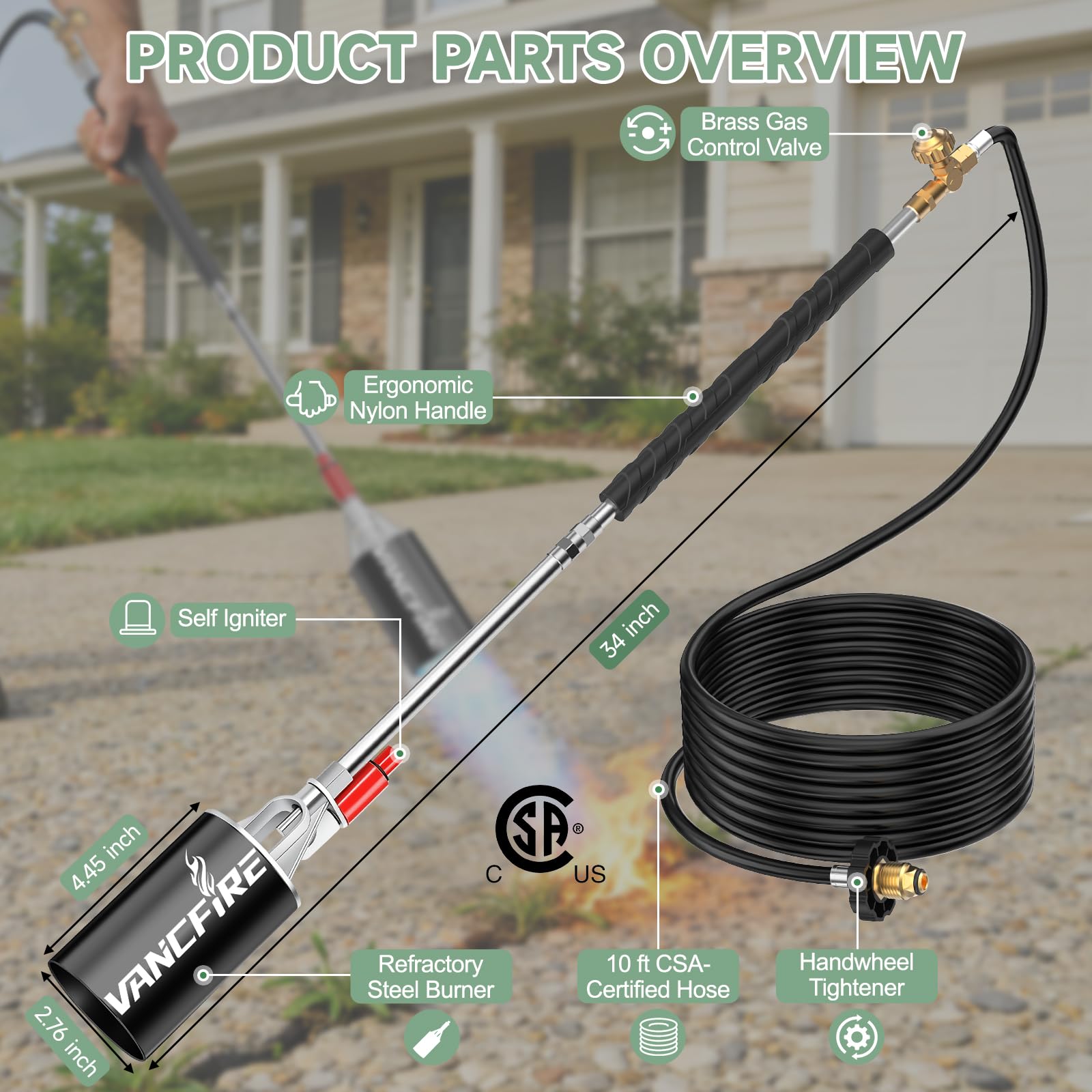 VANCFIRE 10 ft hose CSA certified for safe, flexible operation