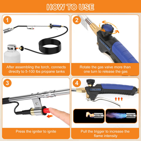 VANCFIRE CSA certified torch with 10 ft hose for flexible outdoor tasks