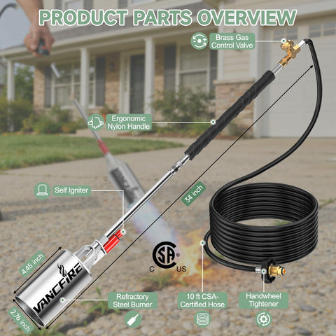 VANCFIRE 10ft hose CSA-certified design reduces bending during use.