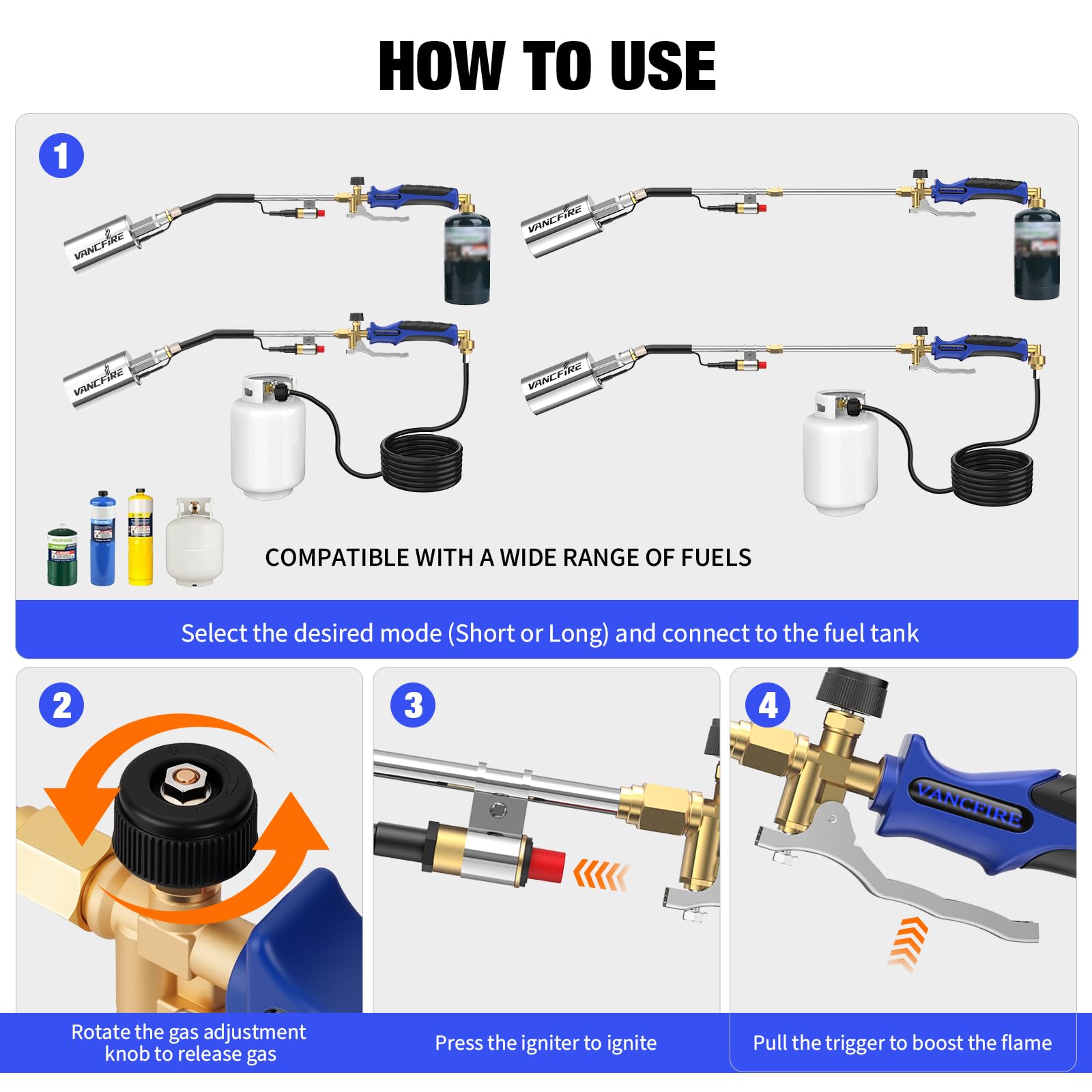 VANCFIRE propane torch ergonomic handle improves comfort during long sessions