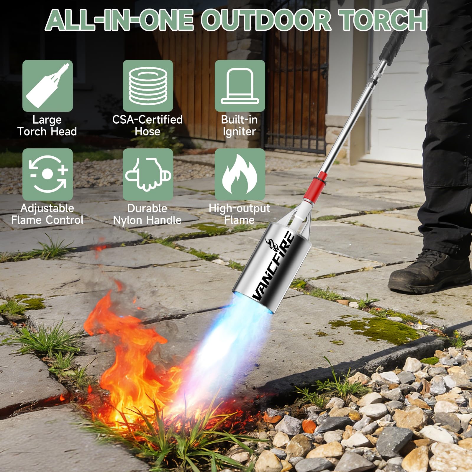 VANCFIRE multipurpose torch ideal for weeding, snow melting, and more.