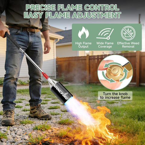 VANCFIRE self-igniter and brass control valve for easy flame adjustment