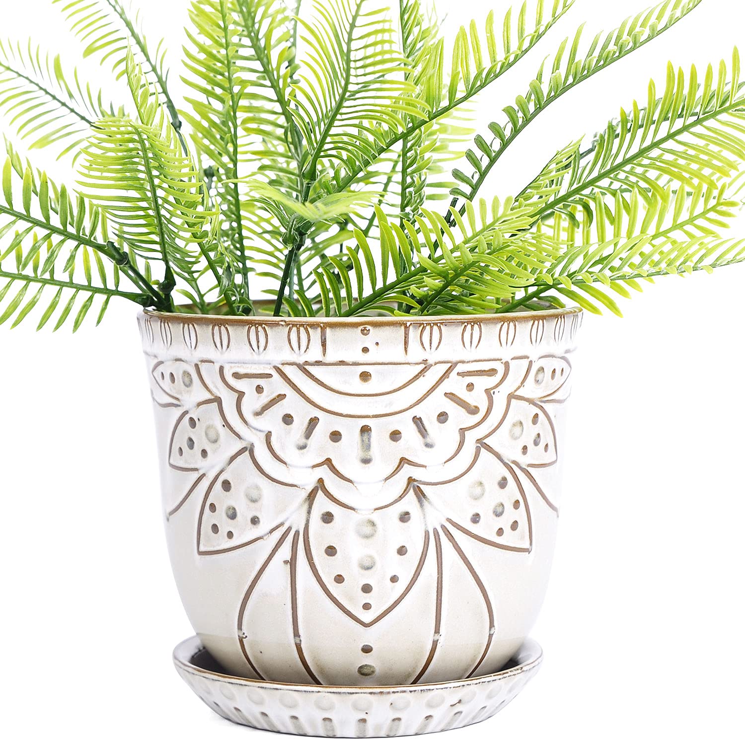 VanEnjoy round Bohemian planter, 5.9-inch, ideal for stylish indoor spaces.