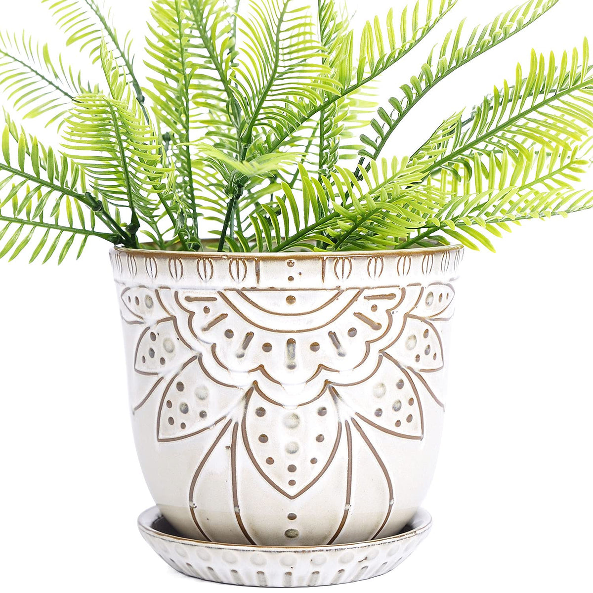 VanEnjoy round Bohemian planter, 5.9-inch, ideal for stylish indoor spaces.