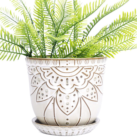 VanEnjoy round Bohemian planter, 5.9-inch, ideal for stylish indoor spaces.