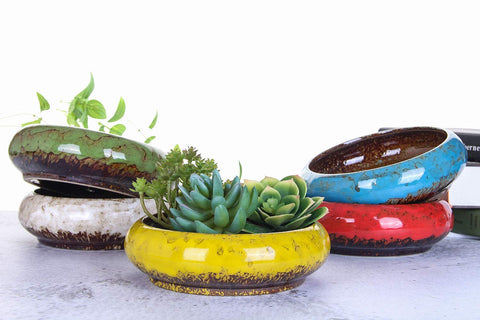 VanEnjoy window-sill planter white round for bright plant displays.