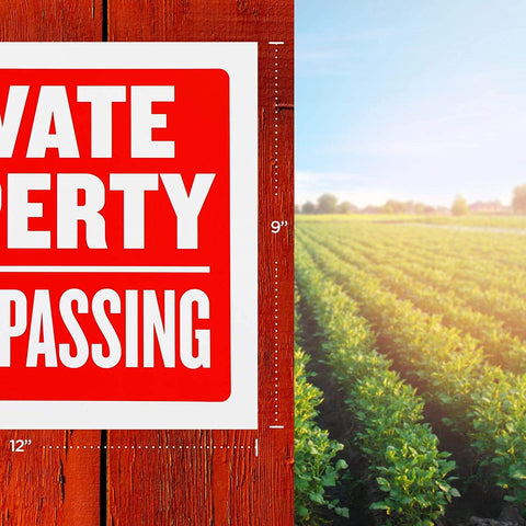 Vanitek bright print no trespassing sign improves visibility for yard entry points.