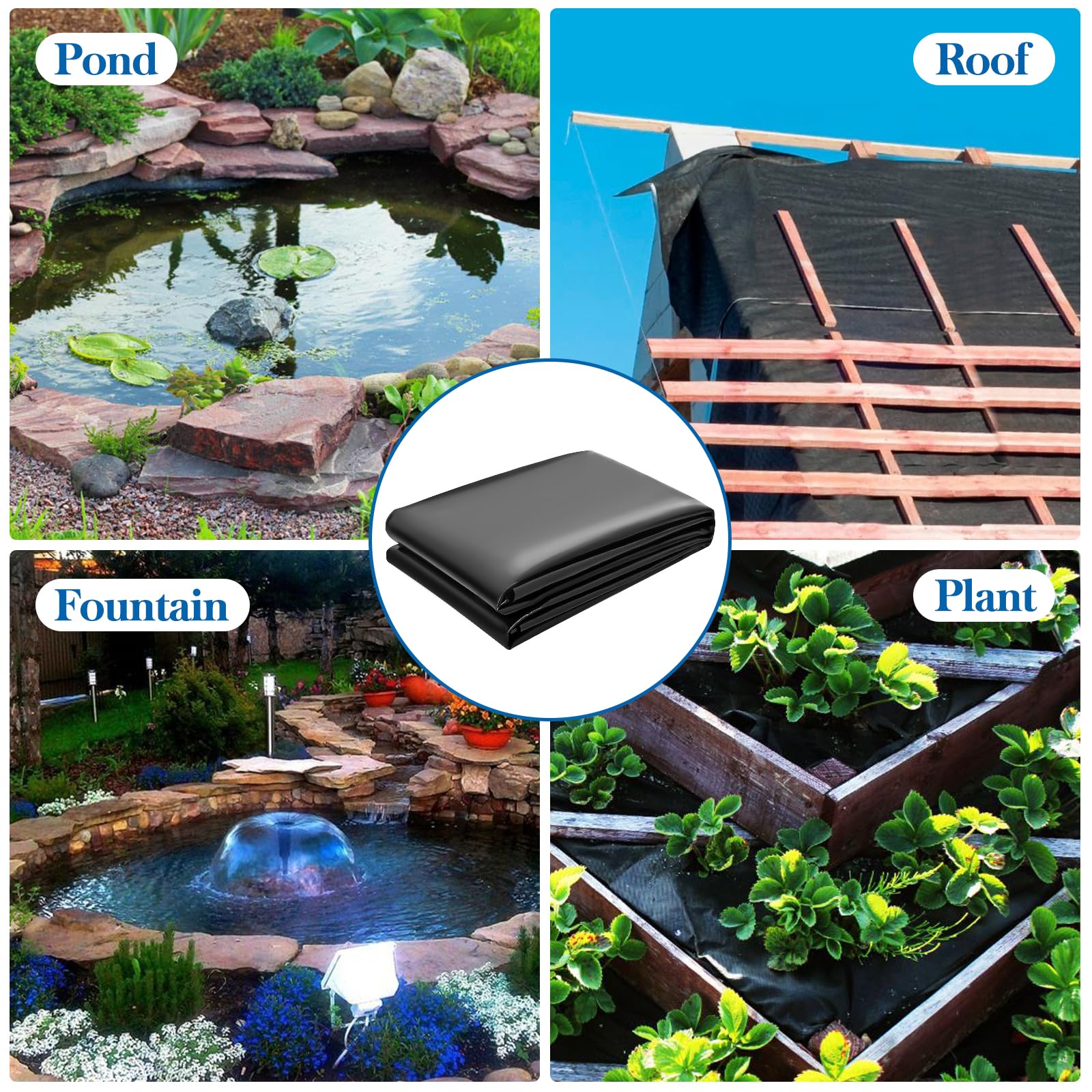 VANITURE backyard pond project ideas using liner for planters and landscaping uses