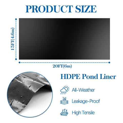 VANITURE HDPE close-up shows tear-resistant, flexible material for durable pond projects