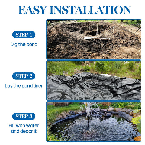 VANITURE waterfall setup with liner demonstrates seamless black finish for polished outdoor water features