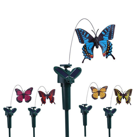 Vanki solar butterfly stake assembled in garden adding color and motion
