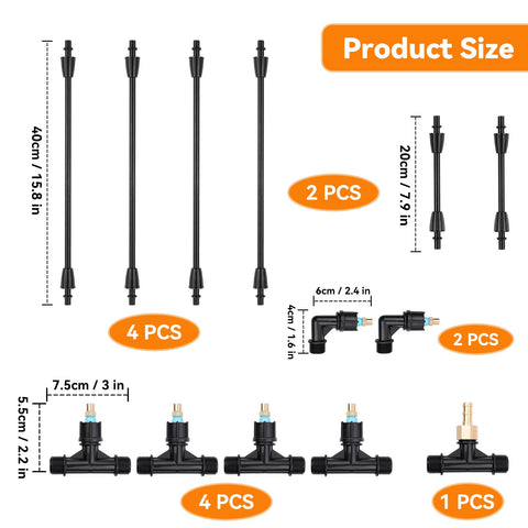 3-in-1 configurations for large-field, garden, or targeted spraying