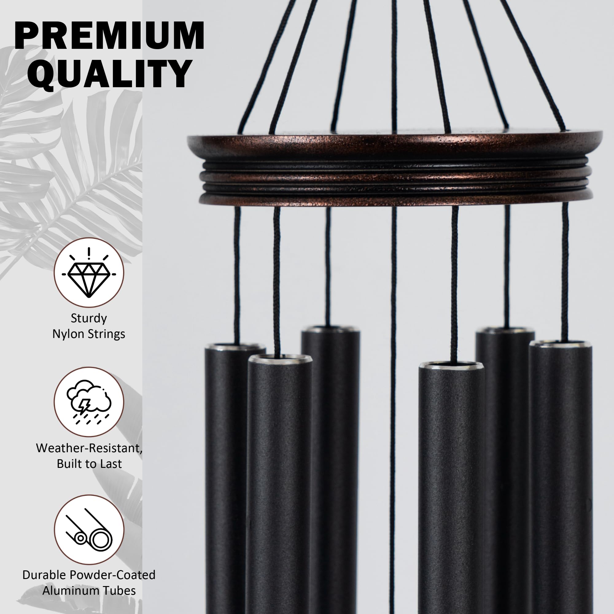 Six aluminum tubes with deep tone and durability for outdoor use