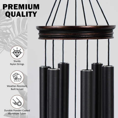 Six aluminum tubes with deep tone and durability for outdoor use