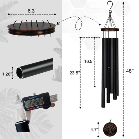 Vanquer large outdoor wind chime in vintage black enhances backyard decor