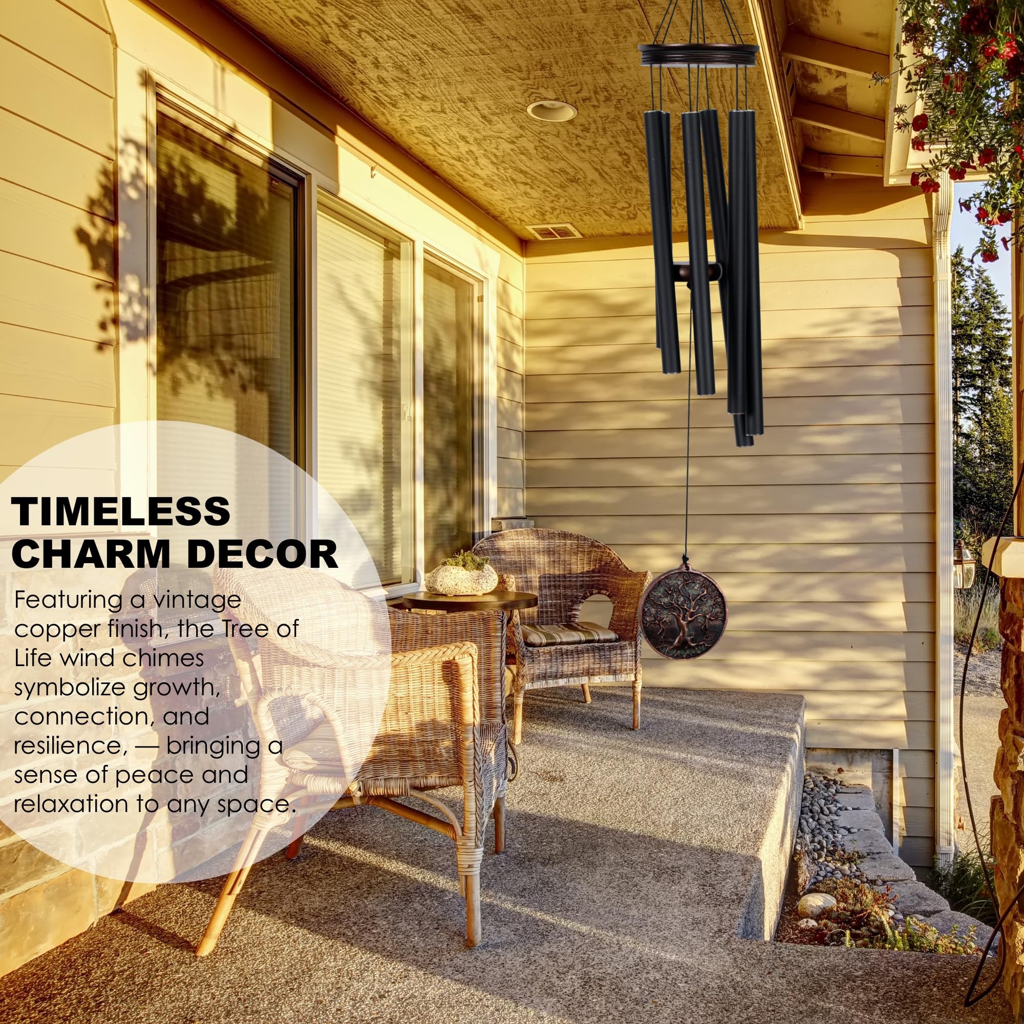 Vintage black finish complements modern patios and gardens