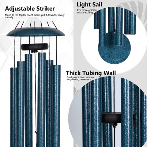 Garden setup with Vanquer wind chimes adds calming sound and elegant decor.