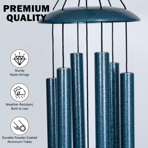 Hanging on a porch, Vanquer chimes invite tranquil outdoor moments.