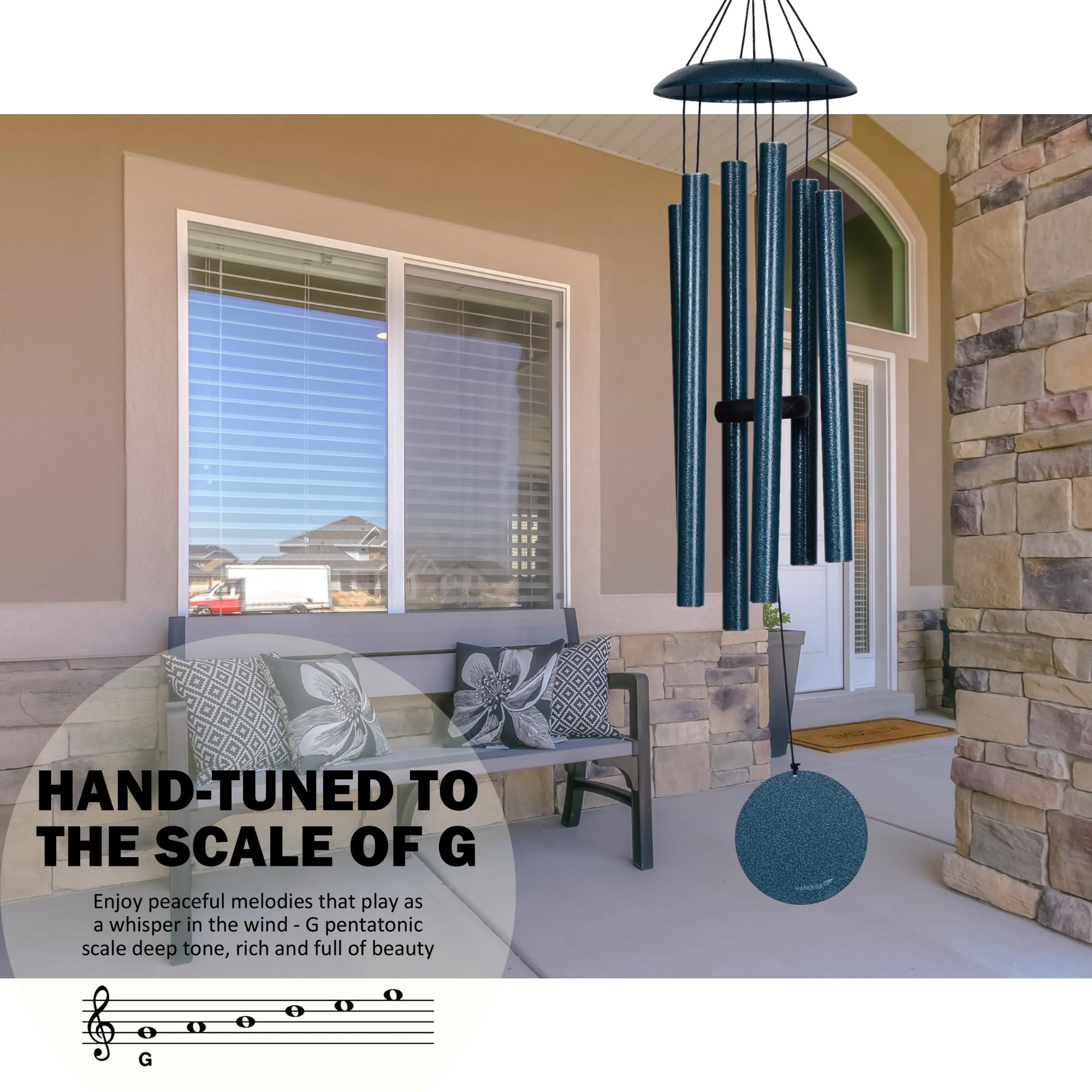 Memorial gift concept: Vanquer wind chimes commemorate loved ones with soothing sound.
