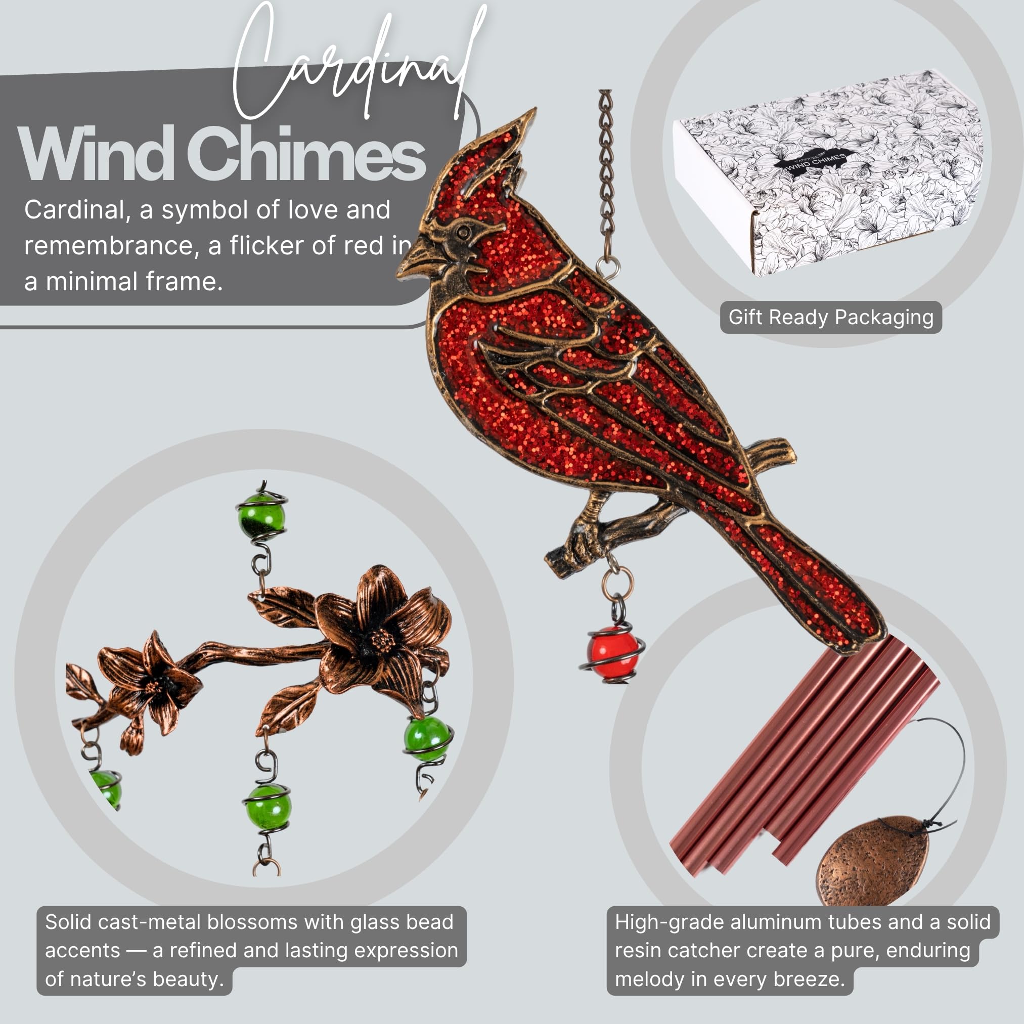 Vanquer wind chimes outdoor aluminum tubes provide weather resistance and soothing tones