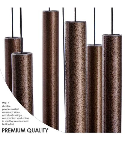 Vanquer wind chimes showing wooden striker for durable sound production.