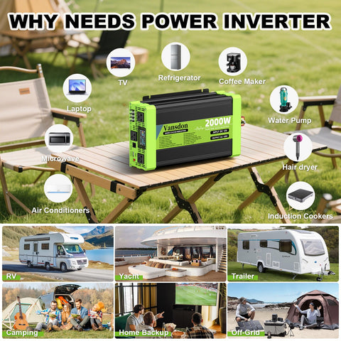 Vansdon inverter LCD display shows real-time data