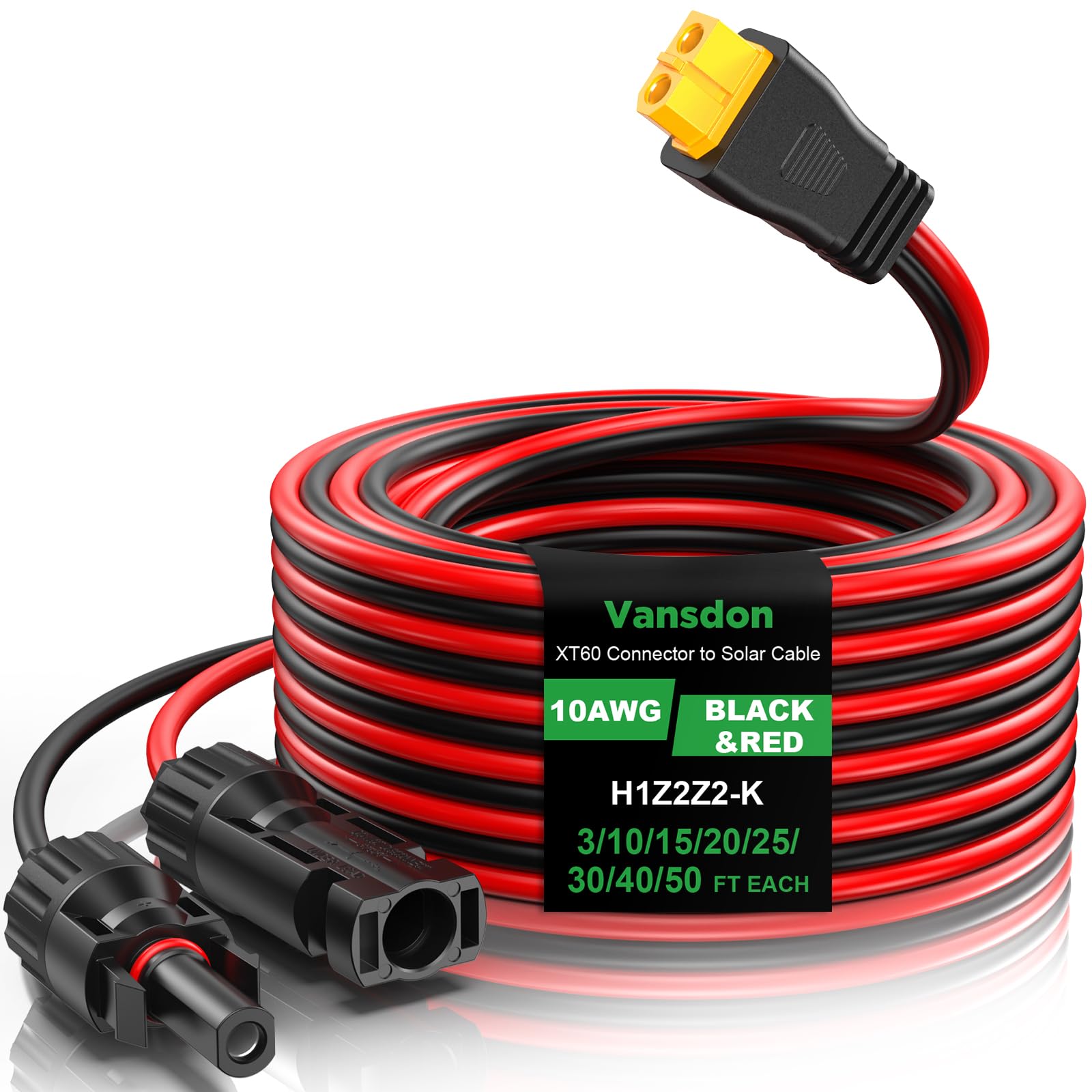 Vansdon solar to XT60 cable with XT60 connector enabling clean RV power connections