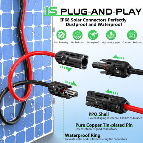 Vansdon XT60 extension cable 10ft for flexible solar connections