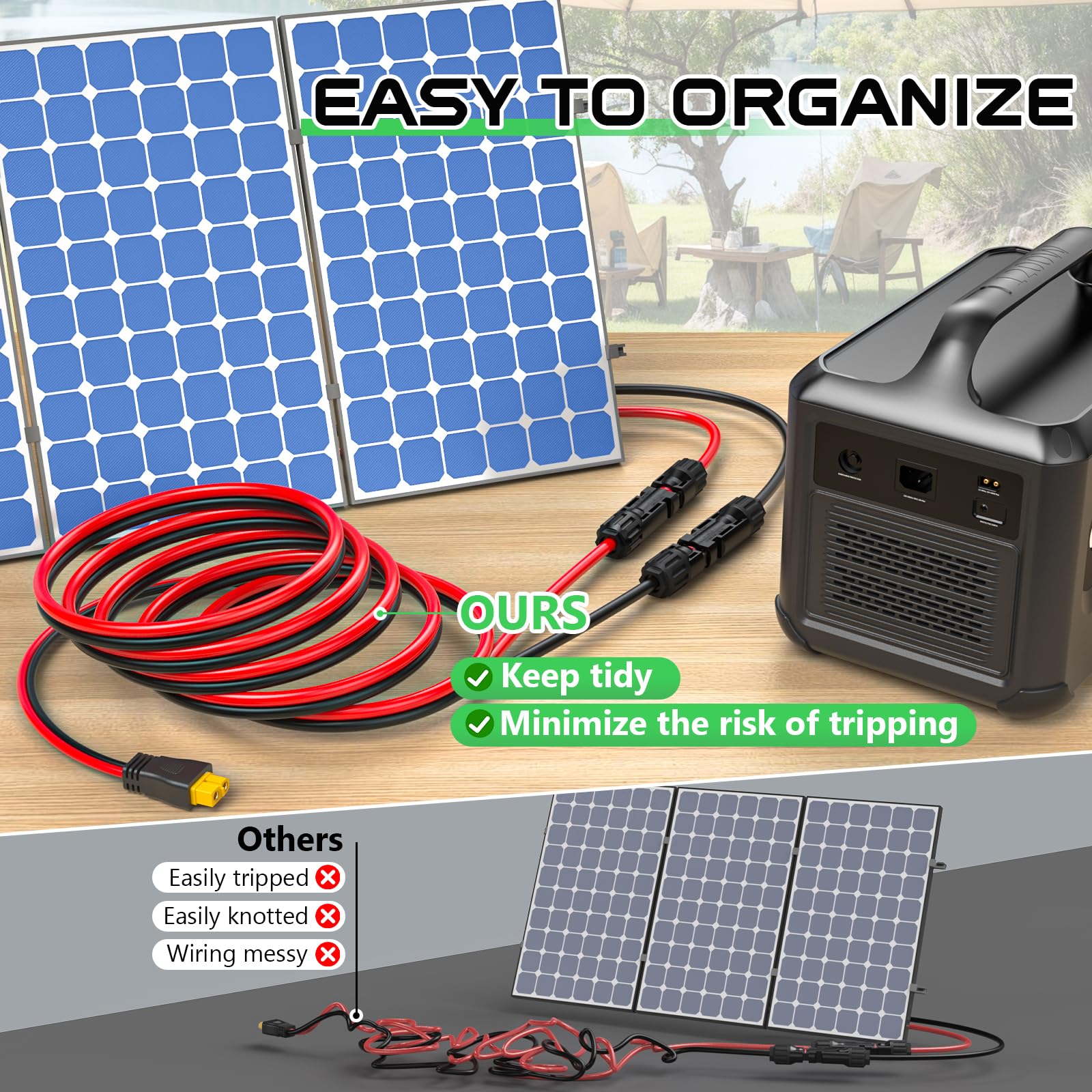 Vansdon XT60 extension cable 15ft extends off-grid charging reach
