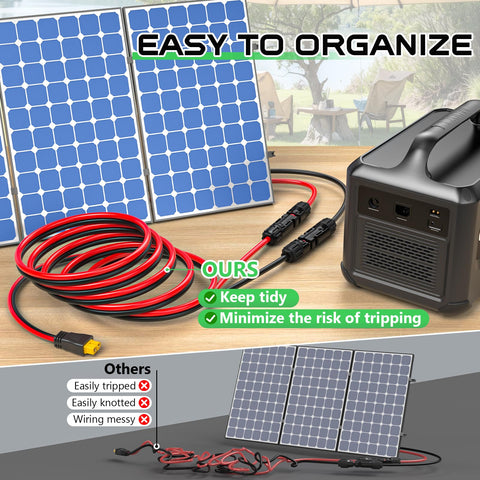 Vansdon XT60 extension cable 15ft extends off-grid charging reach
