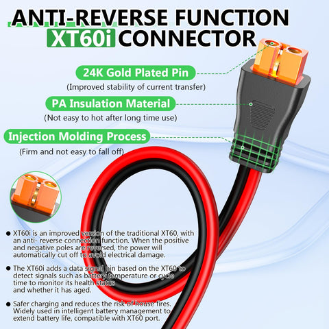 Vansdon XT60i connector close-up showing reinforced design for durability.