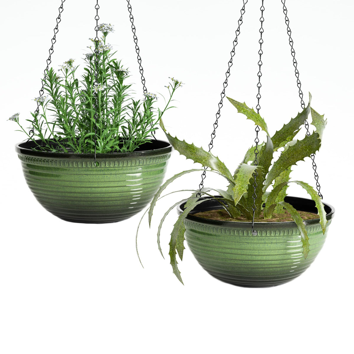 Vanslogreen 12-inch hanging planter with glazed finish for indoor or outdoor elegance.