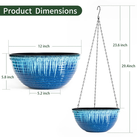 Close-up of drainage holes in Vanslogreen blue glaze planter.
