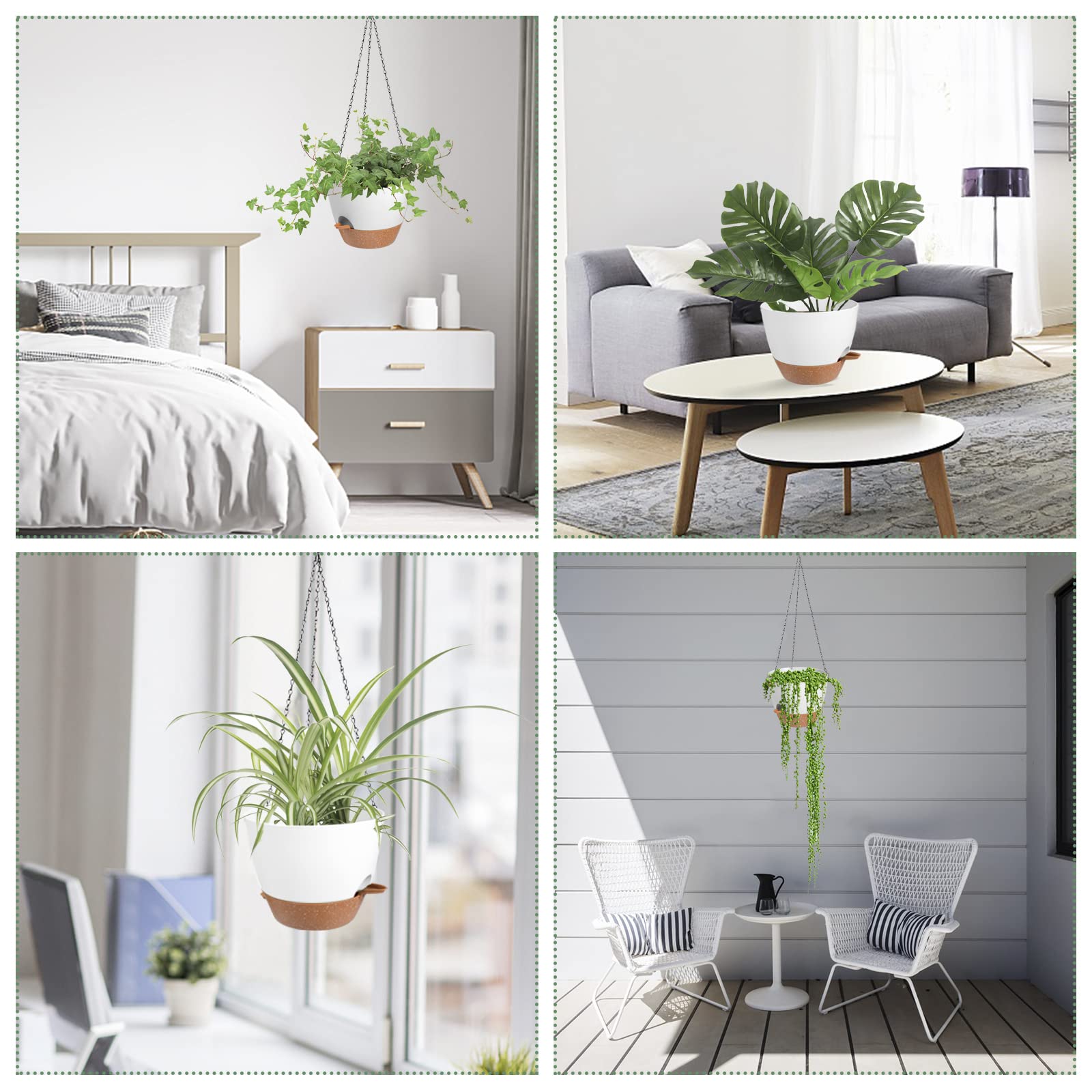 Vanslogreen 2-pack white planters brighten spaces.