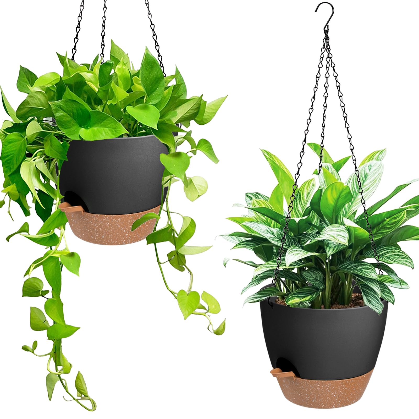 Vanslogreen hanging planter 6in black full view shows space-saving design.