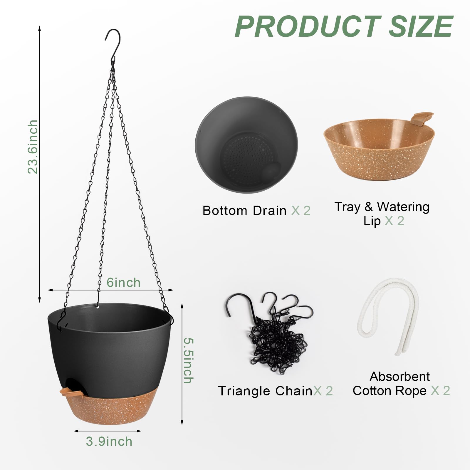 Vanslogreen 6in black removable tray demonstrates water storage.